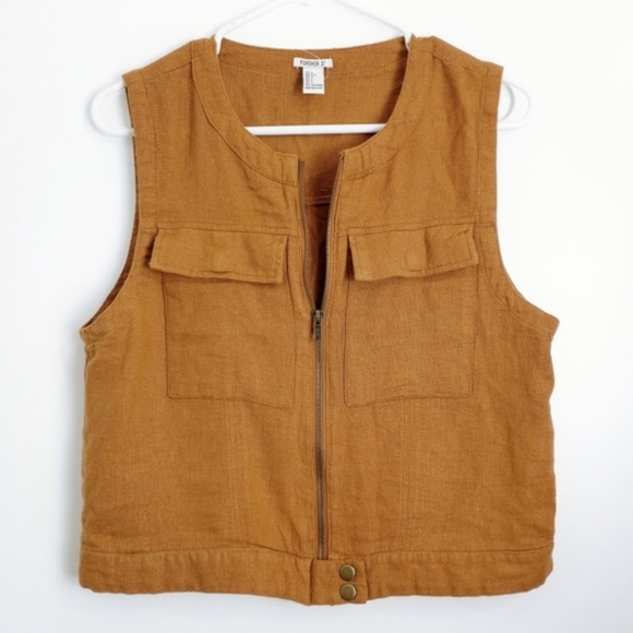 2 for 20 | Forever 21 Burnt Orange Cargo Style Zip Up Vest - Picture 1 of 6